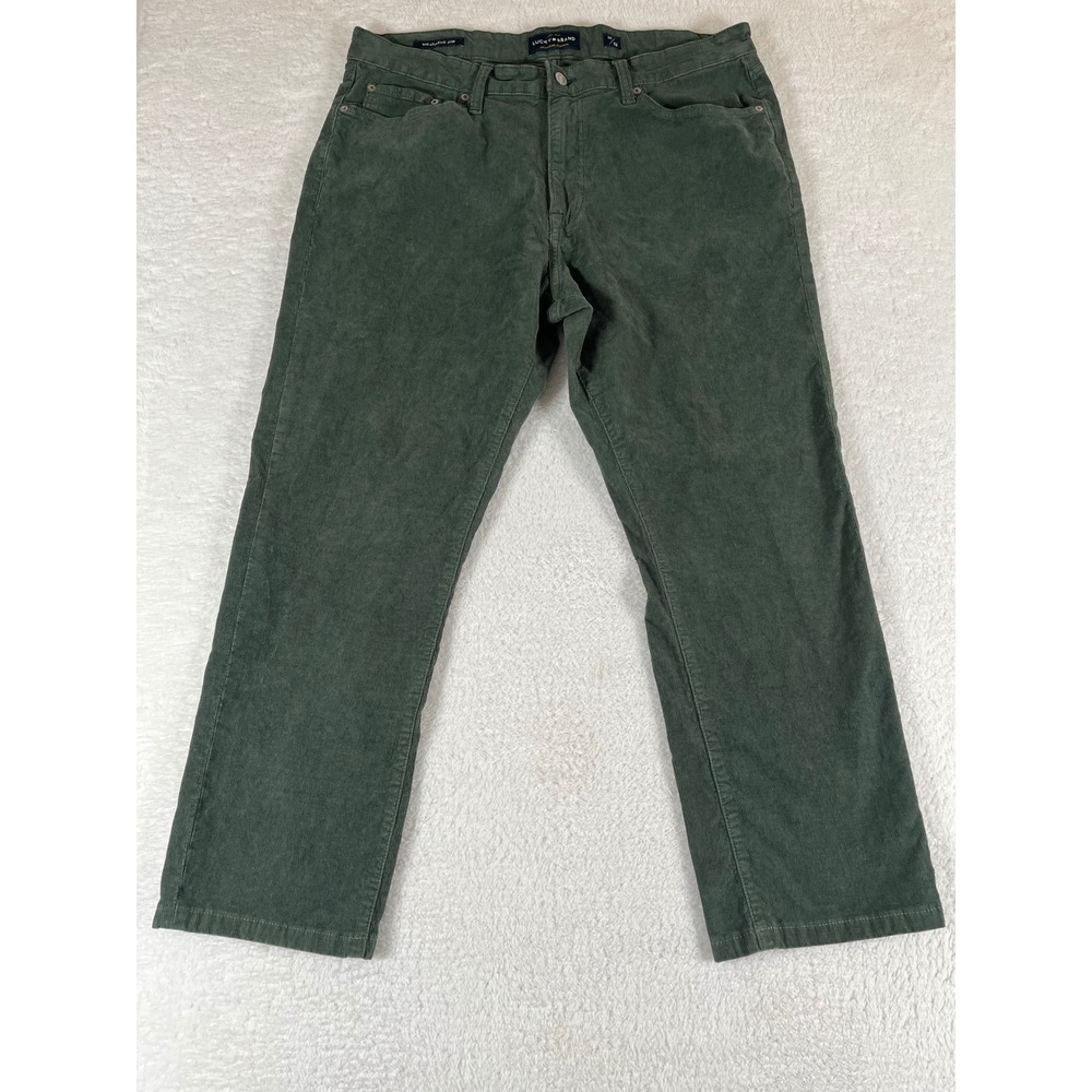 Lucky Brand 410 Athletic Slim Green Corduroy Pants Mens Sz 36 (37x28) Stretch - Picture 2 of 9